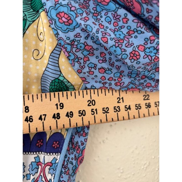 R. Vivimos Long Sleeve Bohemian Peacock Printed V-Neck Midi Dress Tassel Tie - Picture 7 of 9